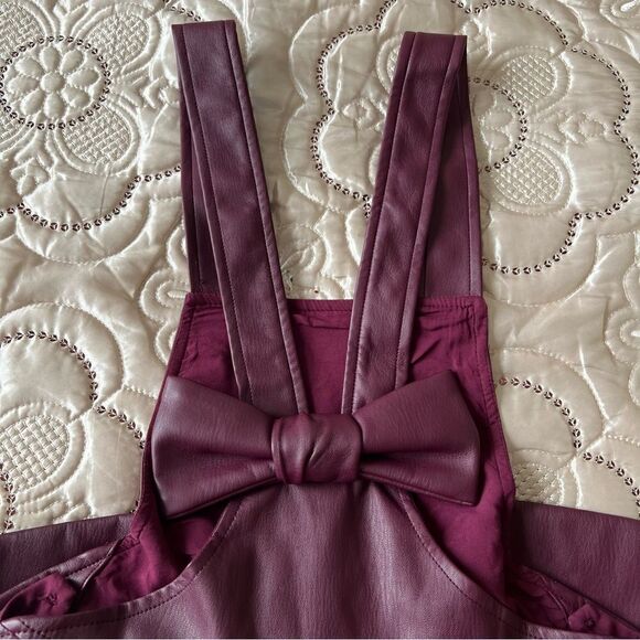 Anthropologie Maeve Faux Leather Pinafore In Plum NEW Size Small - Picture 9 of 14